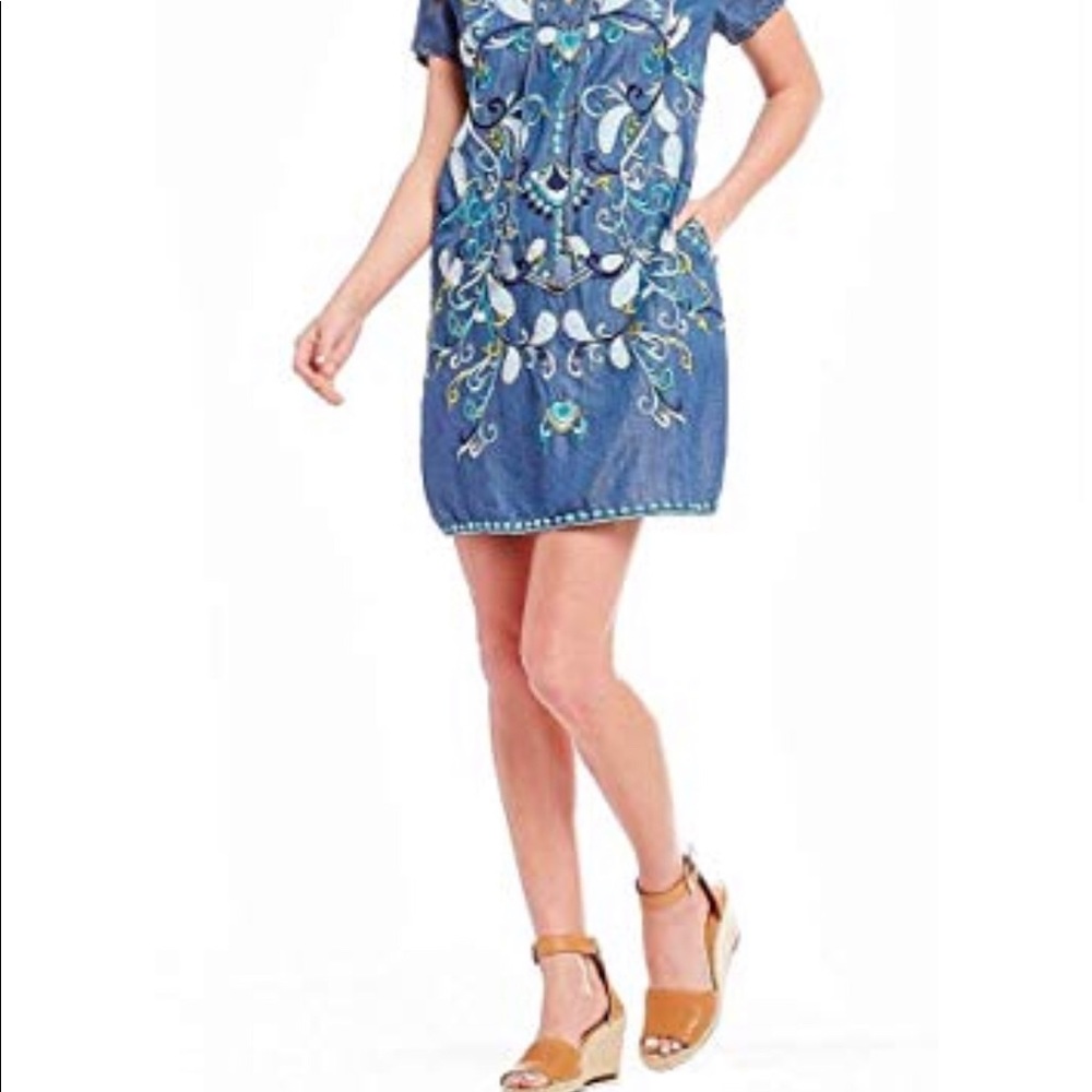 Embroidered Blue Dress